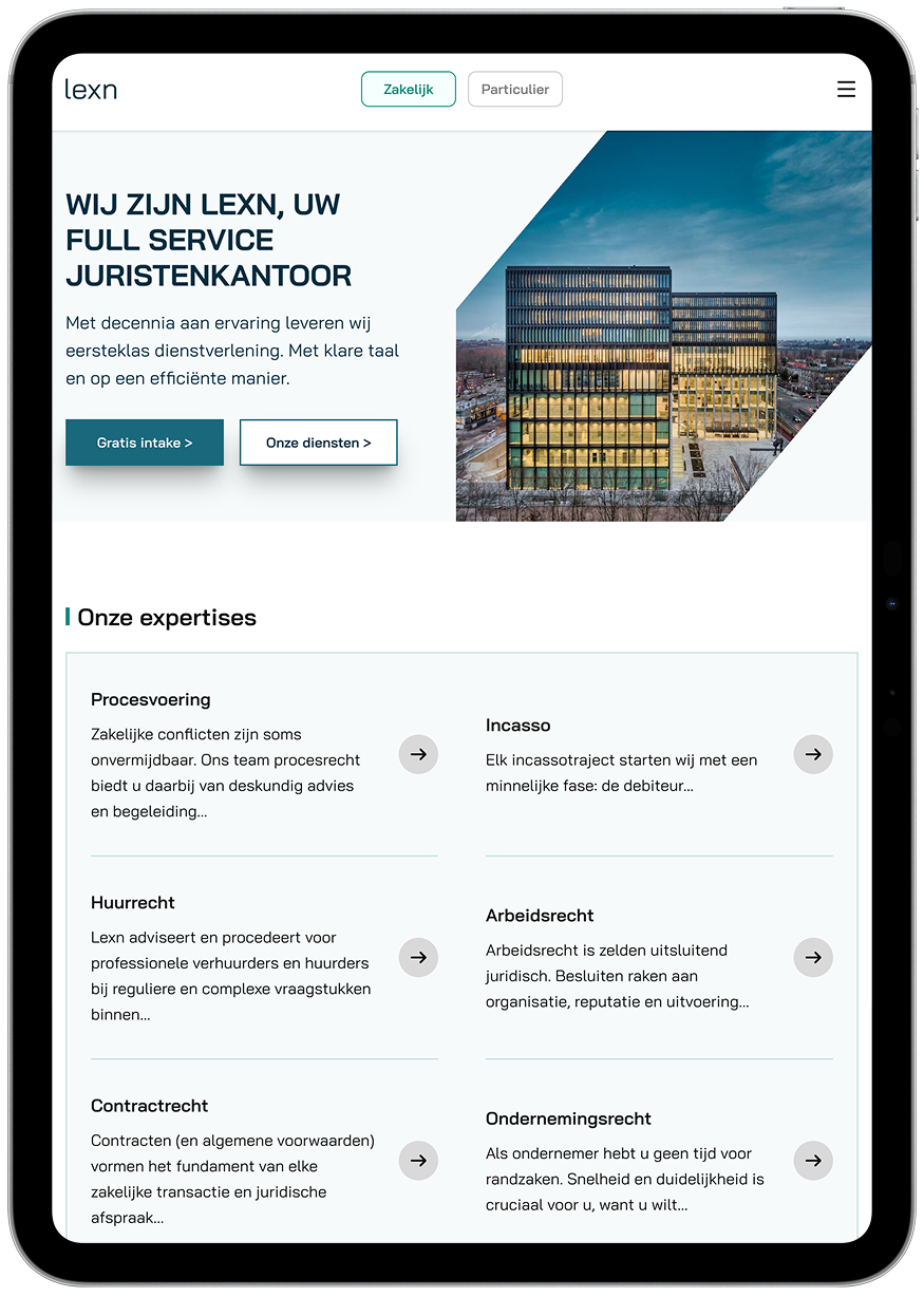 IPad mockup voor lexn.nl