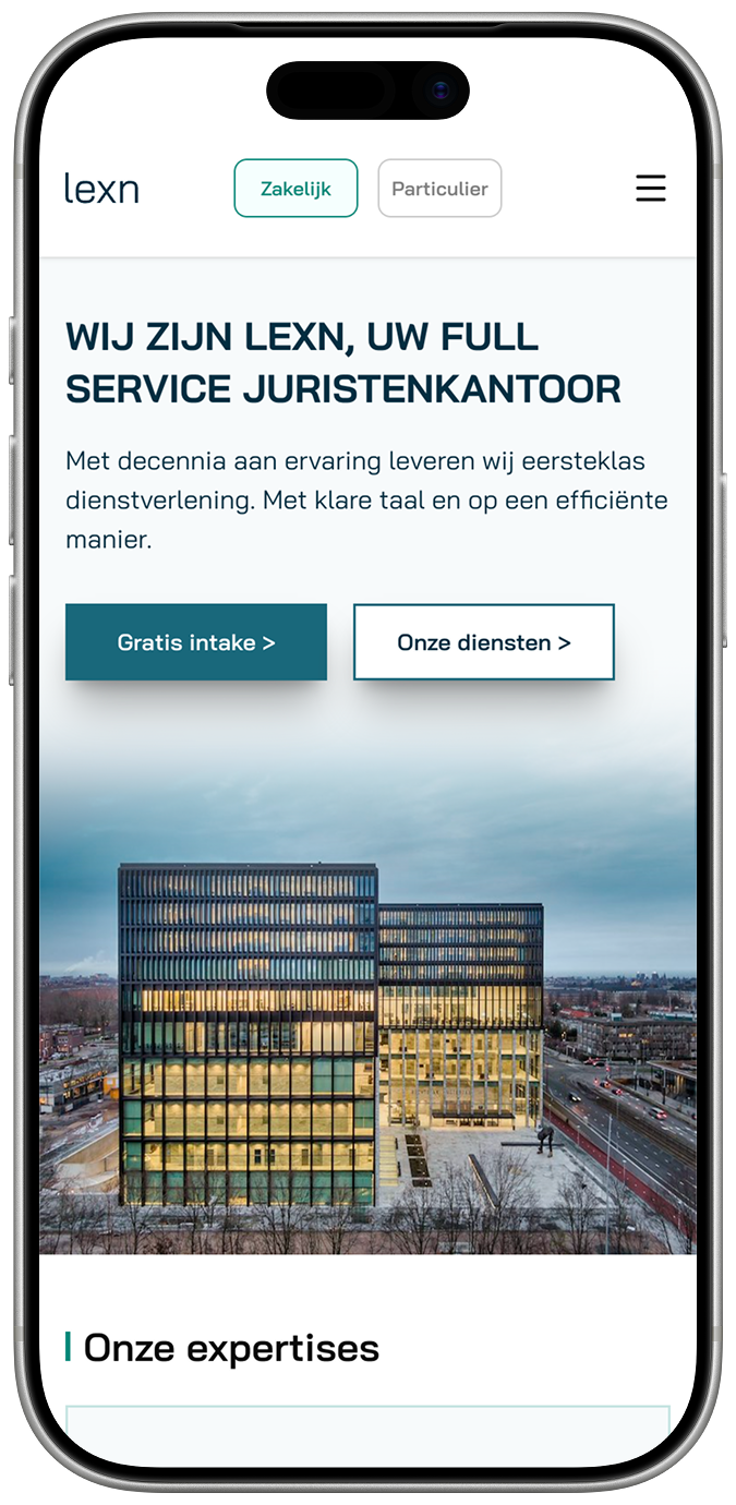 IPhone pro mockup voor lexn.nl